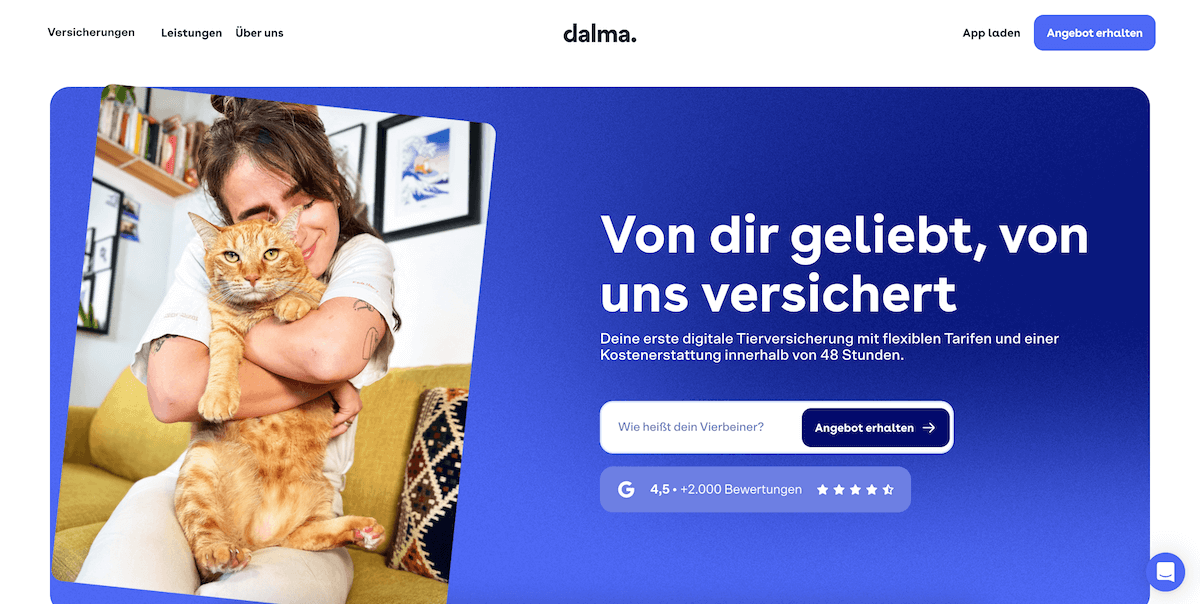 Dalma Hundeversicherung Webseite