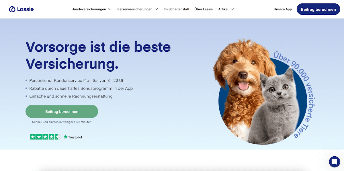 Lassie Hundeversicherung Webseite
